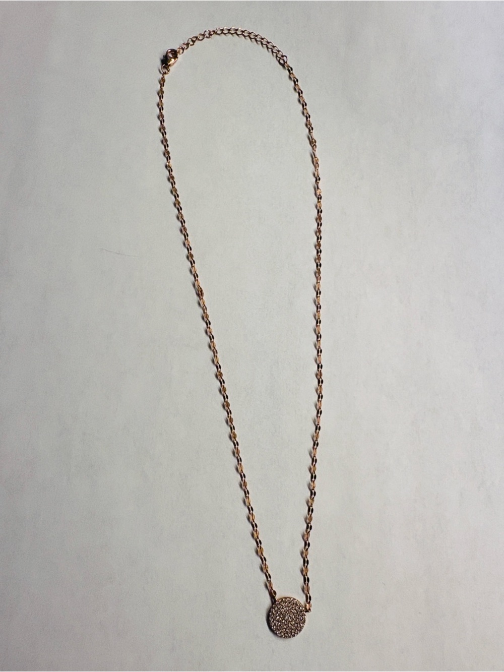 Delicate Rose Gold Disc Pendant Necklace - Women Jewelry